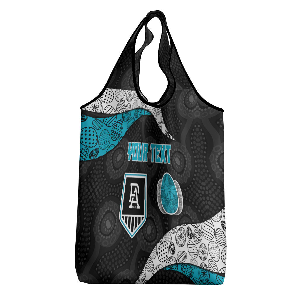 Personalized Power Football Grocery Bag Easter Egg Pattern Teal Monochrome Tribal Dot Style
