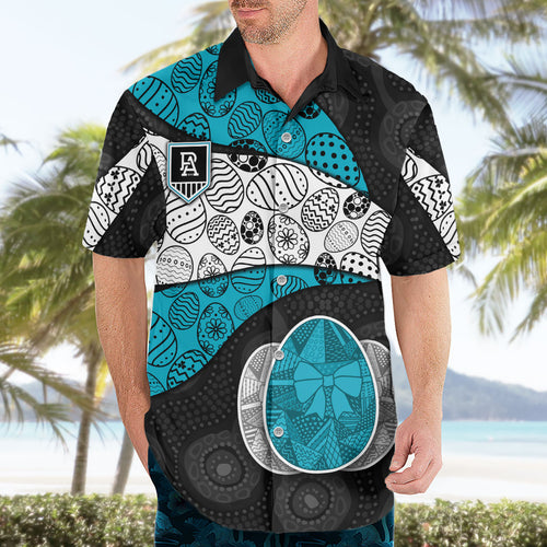 Personalized Power Football Hawaiian Shirt Easter Egg Pattern Teal Monochrome Tribal Dot Style