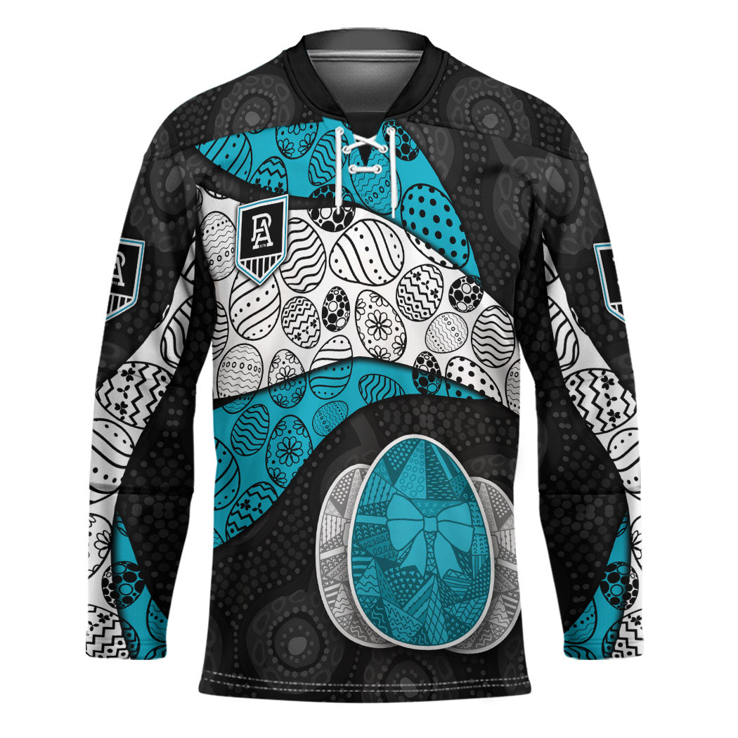 Personalized Power Football Hockey Jersey Easter Egg Pattern Teal Monochrome Tribal Dot Style