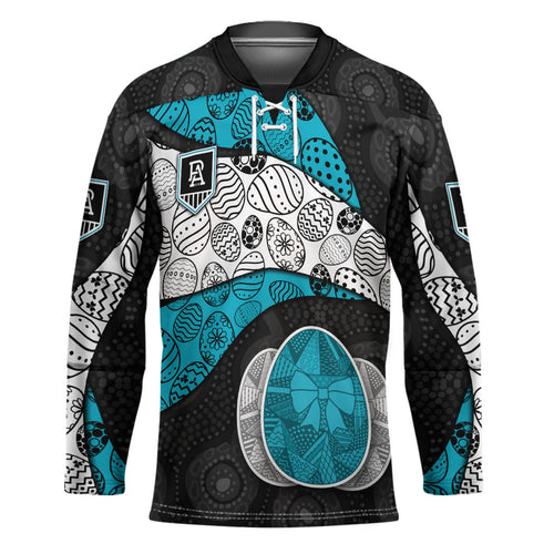 Personalized Power Football Hockey Jersey Easter Egg Pattern Teal Monochrome Tribal Dot Style