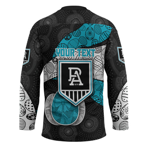 Personalized Power Football Hockey Jersey Easter Egg Pattern Teal Monochrome Tribal Dot Style