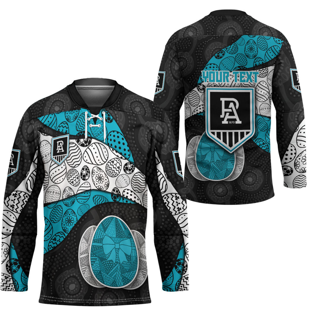 Personalized Power Football Hockey Jersey Easter Egg Pattern Teal Monochrome Tribal Dot Style