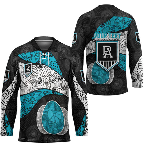 Personalized Power Football Hockey Jersey Easter Egg Pattern Teal Monochrome Tribal Dot Style