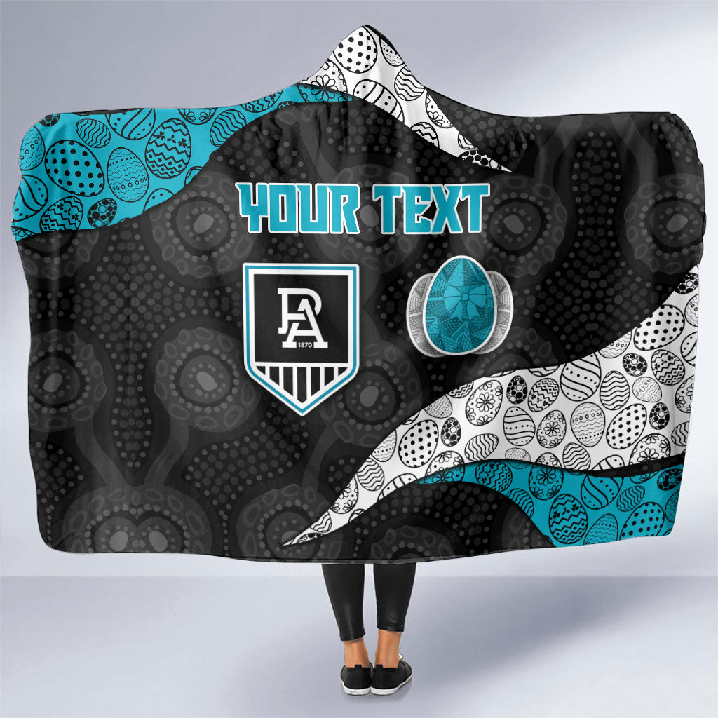 Personalized Power Football Hooded Blanket Easter Egg Pattern Teal Monochrome Tribal Dot Style