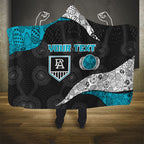 Personalized Power Football Hooded Blanket Easter Egg Pattern Teal Monochrome Tribal Dot Style