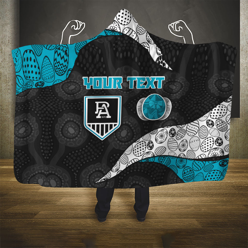 Personalized Power Football Hooded Blanket Easter Egg Pattern Teal Monochrome Tribal Dot Style