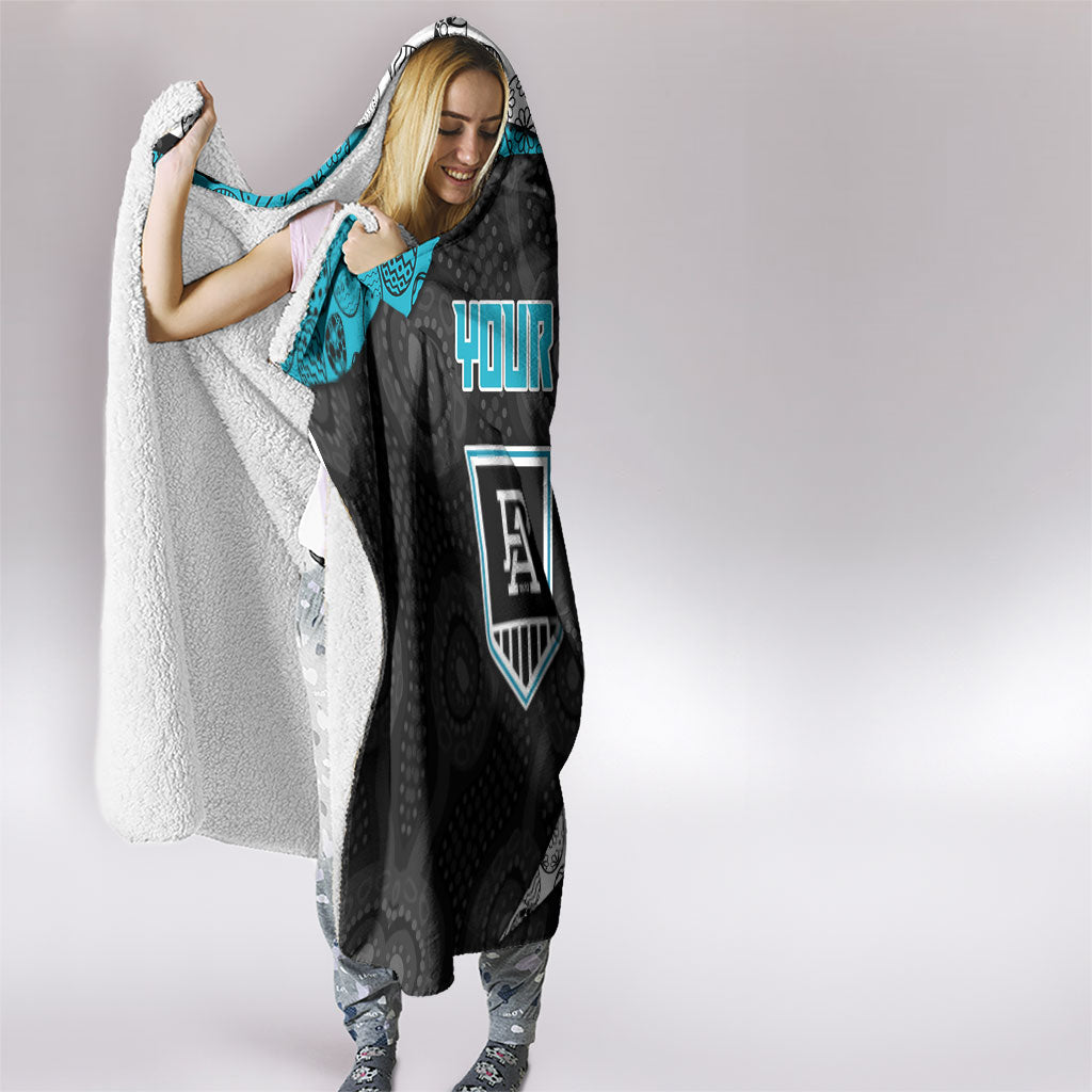 Personalized Power Football Hooded Blanket Easter Egg Pattern Teal Monochrome Tribal Dot Style