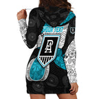 Personalized Power Football Hoodie Dress Easter Egg Pattern Teal Monochrome Tribal Dot Style