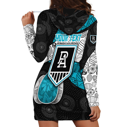 Personalized Power Football Hoodie Dress Easter Egg Pattern Teal Monochrome Tribal Dot Style