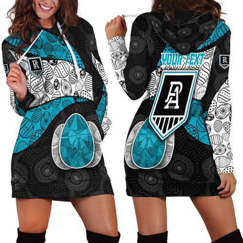 Personalized Power Football Hoodie Dress Easter Egg Pattern Teal Monochrome Tribal Dot Style