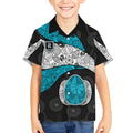 Personalized Power Football Kid Hawaiian Shirt Easter Egg Pattern Teal Monochrome Tribal Dot Style
