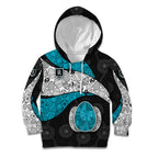 Personalized Power Football Kid Hoodie Easter Egg Pattern Teal Monochrome Tribal Dot Style