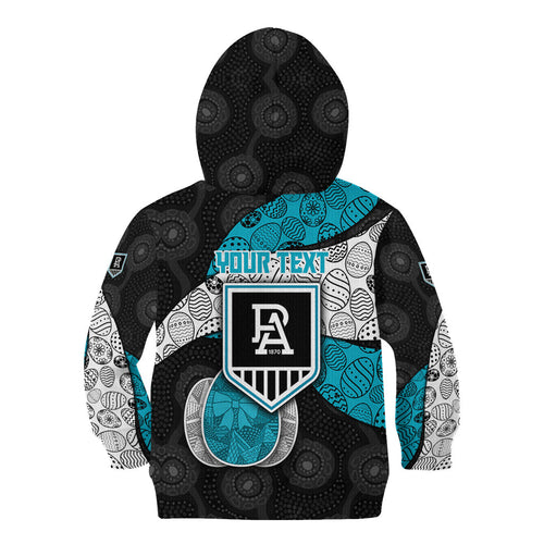 Personalized Power Football Kid Hoodie Easter Egg Pattern Teal Monochrome Tribal Dot Style