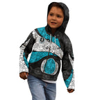 Personalized Power Football Kid Hoodie Easter Egg Pattern Teal Monochrome Tribal Dot Style