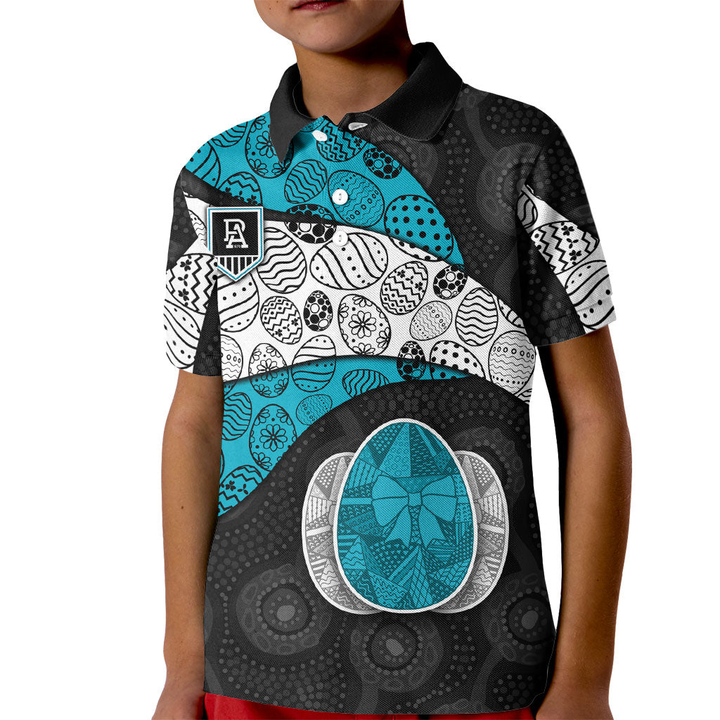Personalized Power Football Kid Polo Shirt Easter Egg Pattern Teal Monochrome Tribal Dot Style