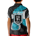 Personalized Power Football Kid Polo Shirt Easter Egg Pattern Teal Monochrome Tribal Dot Style