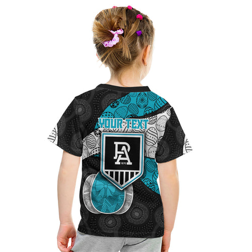 Personalized Power Football Kid T Shirt Easter Egg Pattern Teal Monochrome Tribal Dot Style