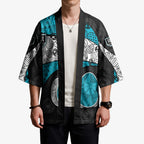Personalized Power Football Kimono Easter Egg Pattern Teal Monochrome Tribal Dot Style