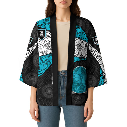 Personalized Power Football Kimono Easter Egg Pattern Teal Monochrome Tribal Dot Style