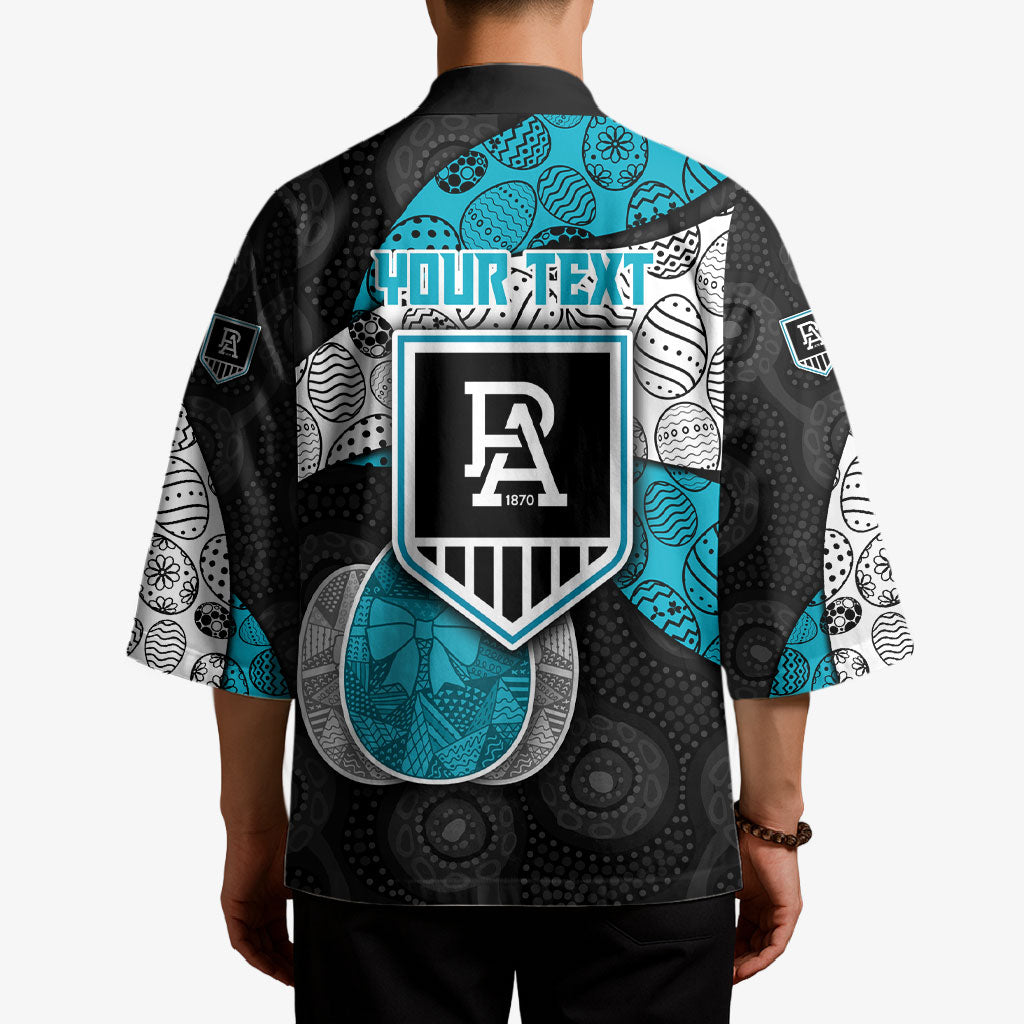 Personalized Power Football Kimono Easter Egg Pattern Teal Monochrome Tribal Dot Style