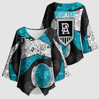 Personalized Power Football Kimono Sleeve Blouse Easter Egg Pattern Teal Monochrome Tribal Dot Style