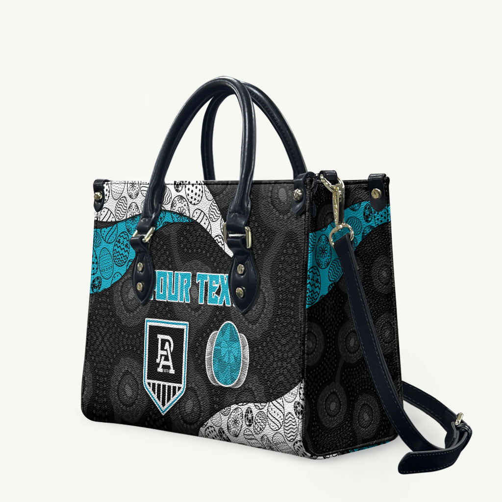 Personalized Power Football Leather Bag Easter Egg Pattern Teal Monochrome Tribal Dot Style