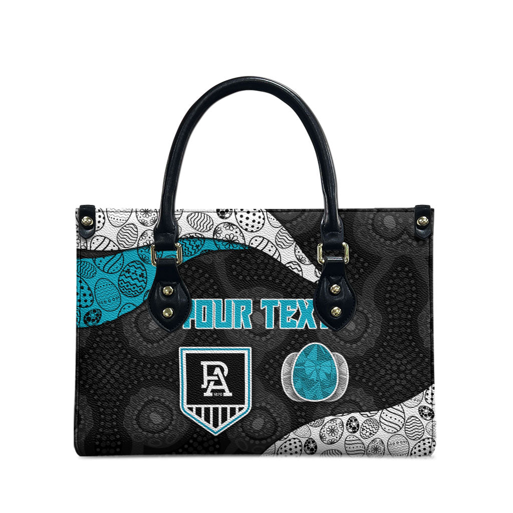 Personalized Power Football Leather Bag Easter Egg Pattern Teal Monochrome Tribal Dot Style