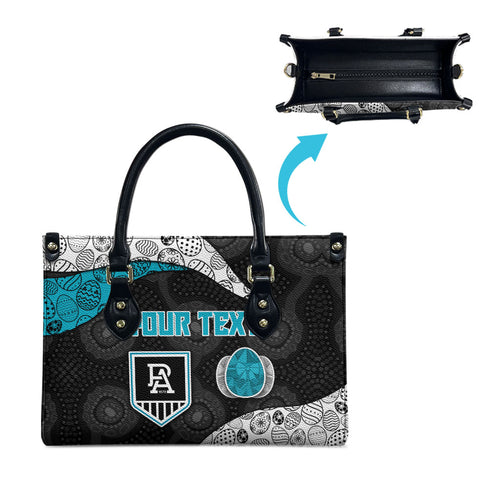 Personalized Power Football Leather Bag Easter Egg Pattern Teal Monochrome Tribal Dot Style