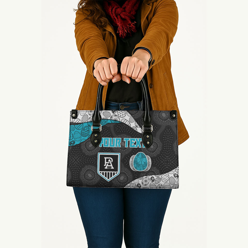 Personalized Power Football Leather Bag Easter Egg Pattern Teal Monochrome Tribal Dot Style