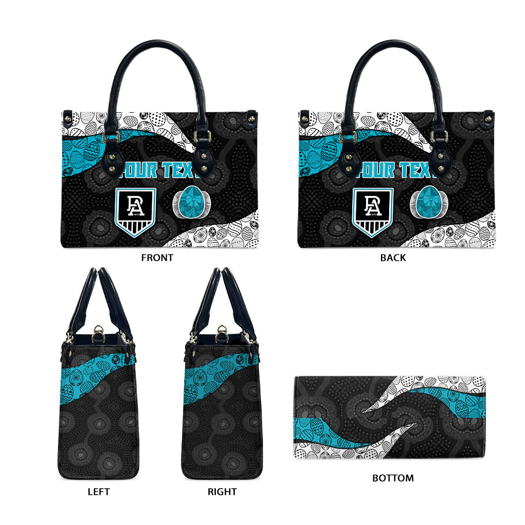 Personalized Power Football Leather Bag Easter Egg Pattern Teal Monochrome Tribal Dot Style