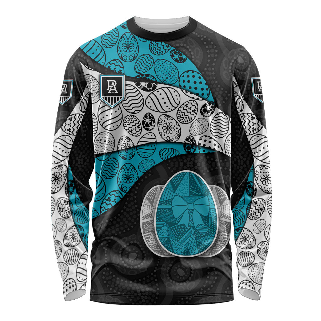 Personalized Power Football Long Sleeve Shirt Easter Egg Pattern Teal Monochrome Tribal Dot Style