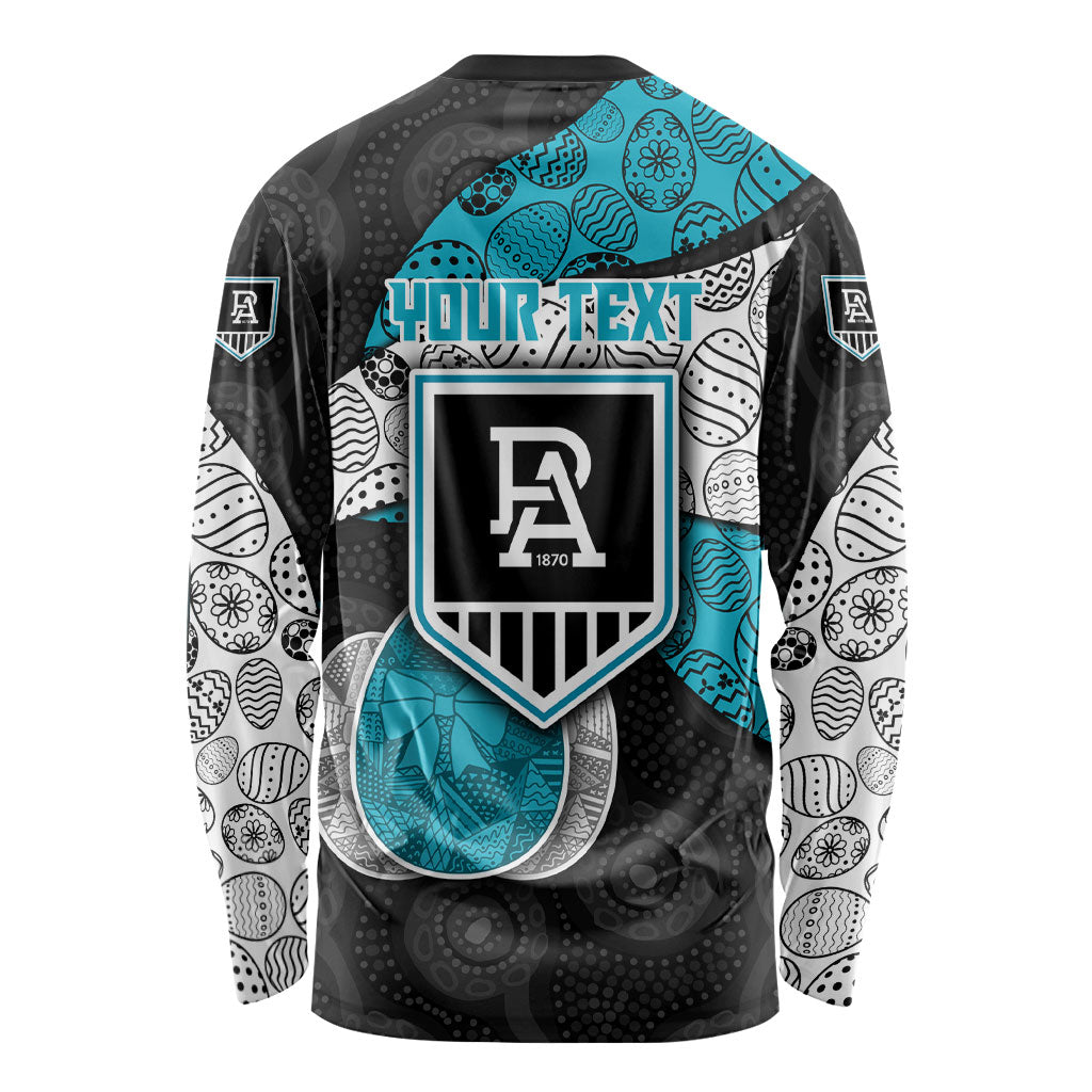 Personalized Power Football Long Sleeve Shirt Easter Egg Pattern Teal Monochrome Tribal Dot Style