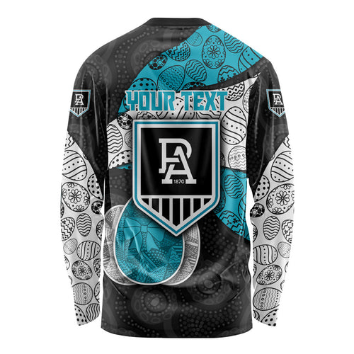 Personalized Power Football Long Sleeve Shirt Easter Egg Pattern Teal Monochrome Tribal Dot Style