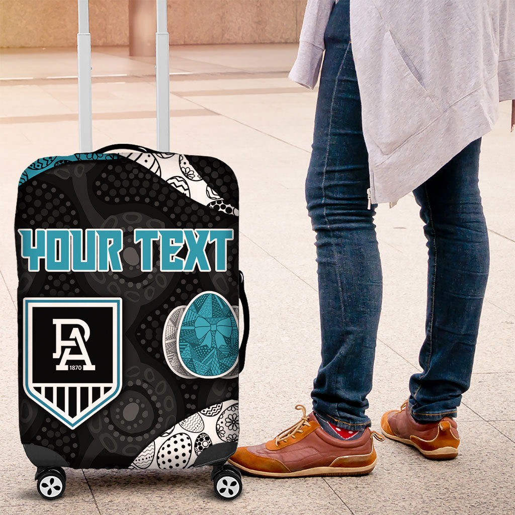 Personalized Power Football Luggage Cover Easter Egg Pattern Teal Monochrome Tribal Dot Style