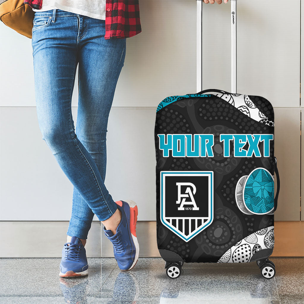 Personalized Power Football Luggage Cover Easter Egg Pattern Teal Monochrome Tribal Dot Style