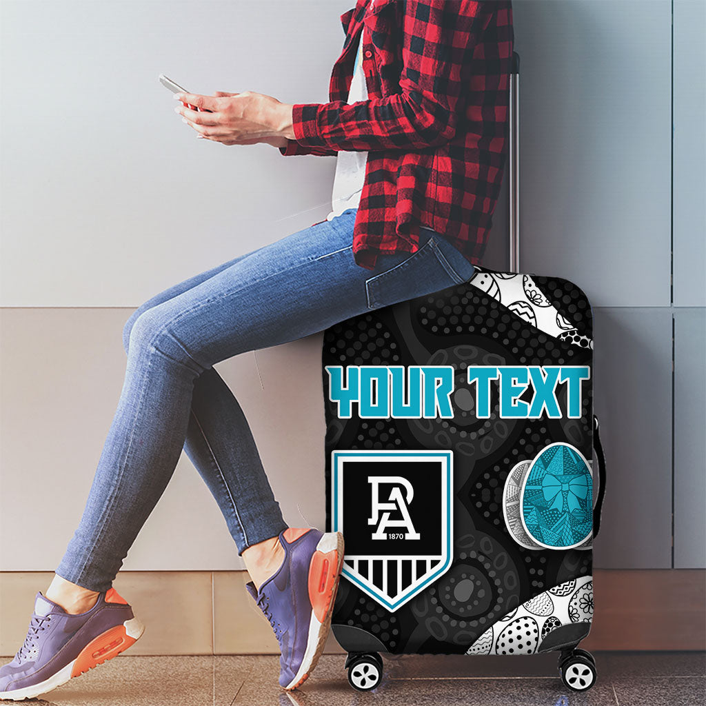 Personalized Power Football Luggage Cover Easter Egg Pattern Teal Monochrome Tribal Dot Style