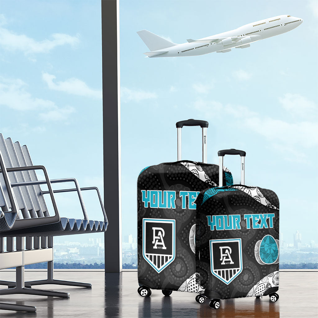 Personalized Power Football Luggage Cover Easter Egg Pattern Teal Monochrome Tribal Dot Style
