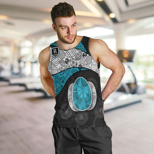 Personalized Power Football Men Tank Top Easter Egg Pattern Teal Monochrome Tribal Dot Style