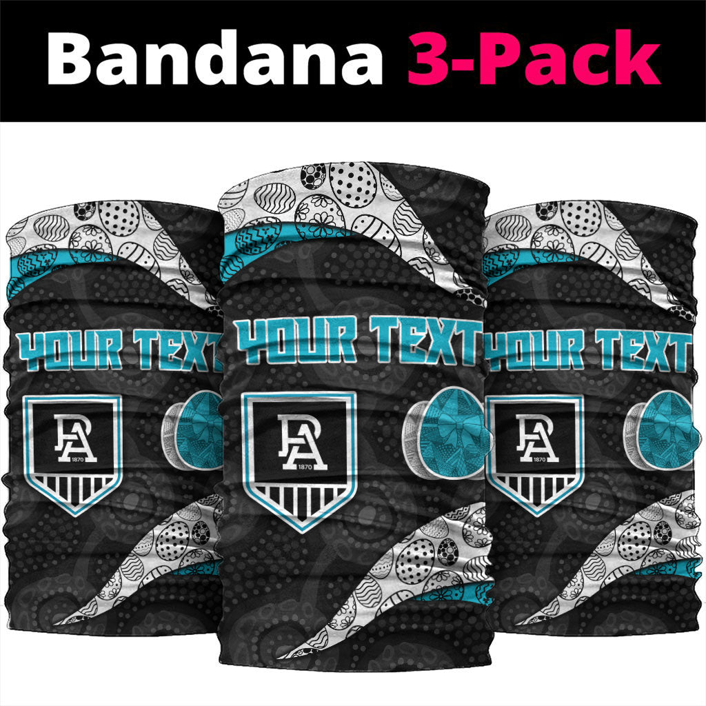 Personalized Power Football Neck Gaiter Easter Egg Pattern Teal Monochrome Tribal Dot Style