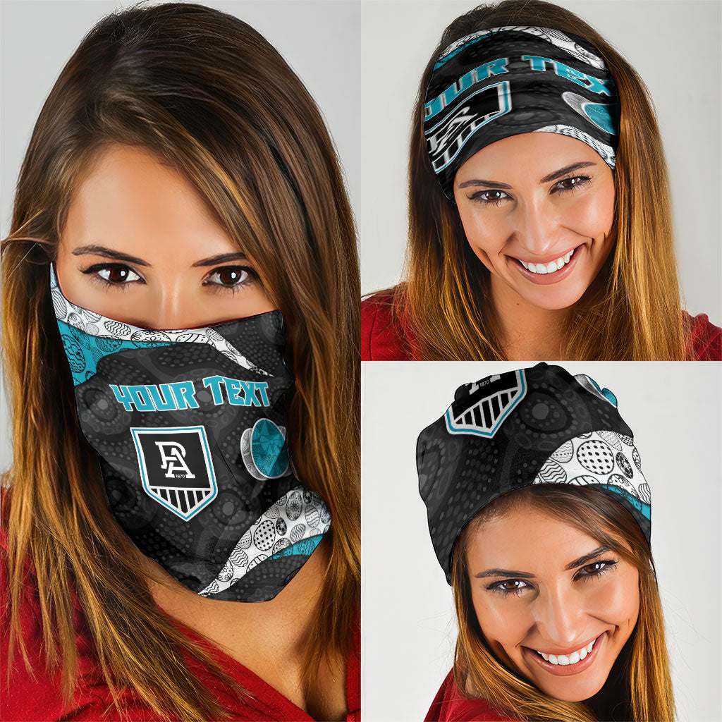 Personalized Power Football Neck Gaiter Easter Egg Pattern Teal Monochrome Tribal Dot Style