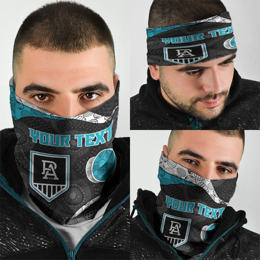 Personalized Power Football Neck Gaiter Easter Egg Pattern Teal Monochrome Tribal Dot Style