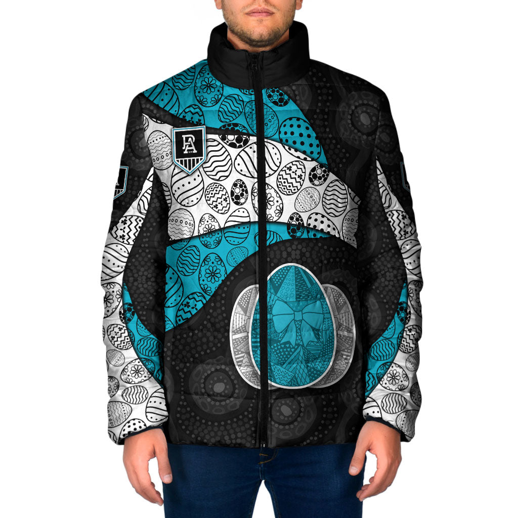 Personalized Power Football Padded Jacket Easter Egg Pattern Teal Monochrome Tribal Dot Style