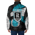 Personalized Power Football Padded Jacket Easter Egg Pattern Teal Monochrome Tribal Dot Style