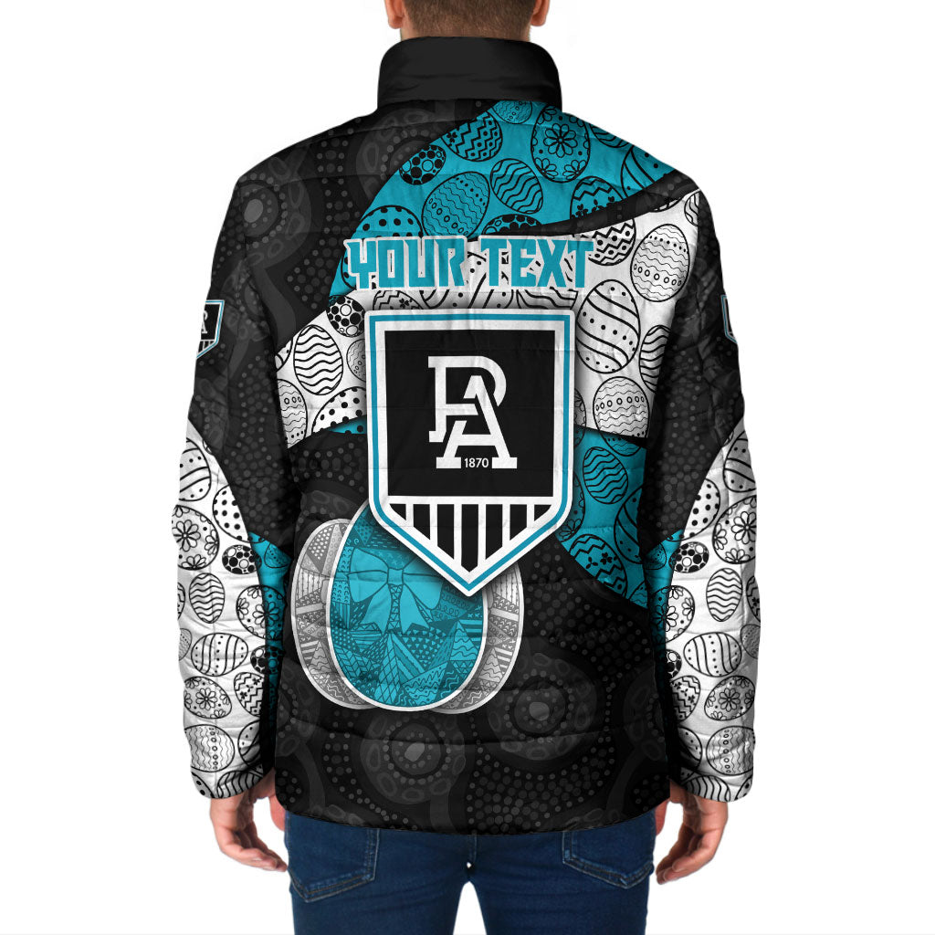Personalized Power Football Padded Jacket Easter Egg Pattern Teal Monochrome Tribal Dot Style