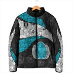 Personalized Power Football Padded Jacket Easter Egg Pattern Teal Monochrome Tribal Dot Style