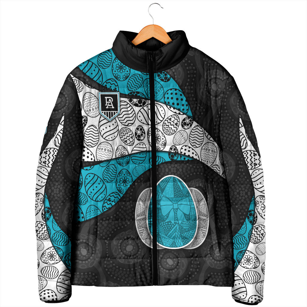 Personalized Power Football Padded Jacket Easter Egg Pattern Teal Monochrome Tribal Dot Style