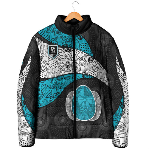 Personalized Power Football Padded Jacket Easter Egg Pattern Teal Monochrome Tribal Dot Style