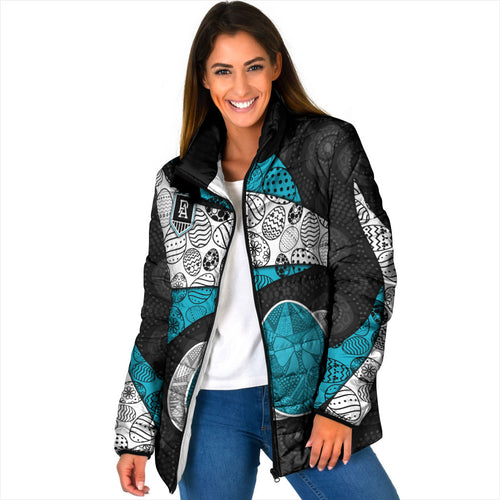 Personalized Power Football Padded Jacket Easter Egg Pattern Teal Monochrome Tribal Dot Style