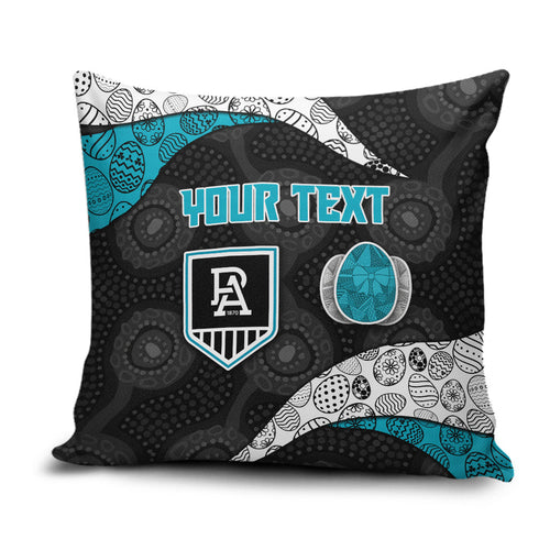Personalized Power Football Pillow Cover Easter Egg Pattern Teal Monochrome Tribal Dot Style
