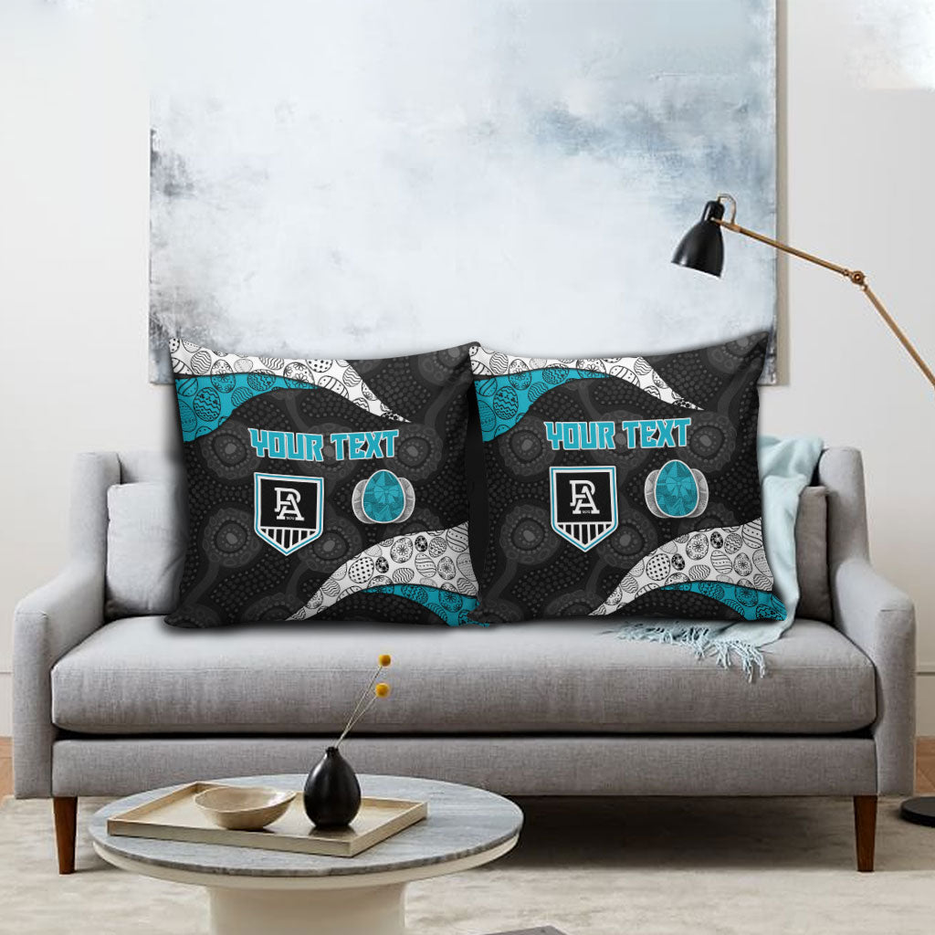 Personalized Power Football Pillow Cover Easter Egg Pattern Teal Monochrome Tribal Dot Style